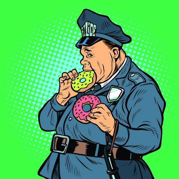 Polis Donut Yer Pop Art Retro Vektör Illüstrasyon Klasiği — Stok Vektör