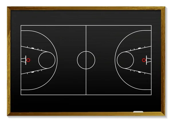 Черная Доска Контуром Баскетбольной Площадки Идеально Подходит Стратегии — стоковый вектор