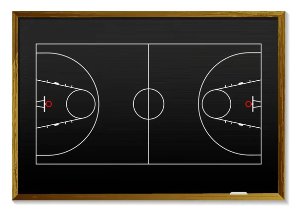 Tablero Negro Con Contorno Cancha Baloncesto Ideal Para Estrategia — Vector de stock