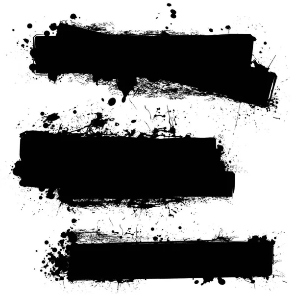 Tres Banderas Tinta Splat Con Efecto Grunge Negro — Archivo Imágenes Vectoriales