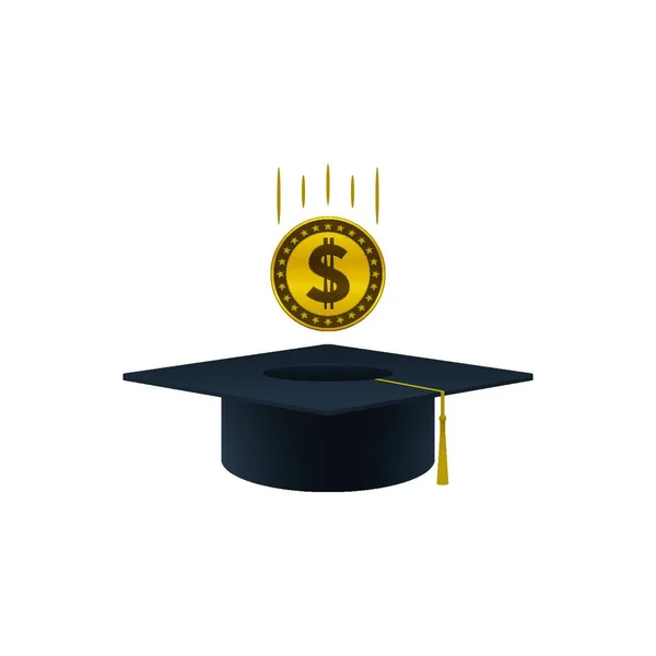 Conceito Investir Educação Com Moeda Dólar Tampa Graduação Forma Fundo — Vetor de Stock