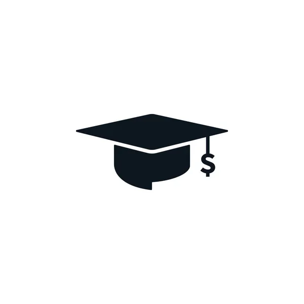 Graduation Cap Dollar Sign White Background Educational Financial Concept Design — Stock Vector