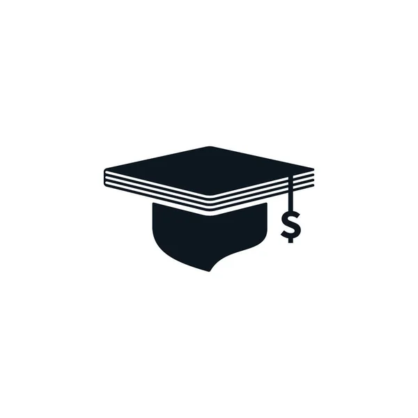 有美元标志的毕业帽和白色背景的书 教育和金融概念设计 — 图库矢量图片