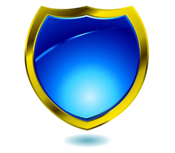 Ilustración Heráldica Azul Con Bisel Dorado — Vector de stock