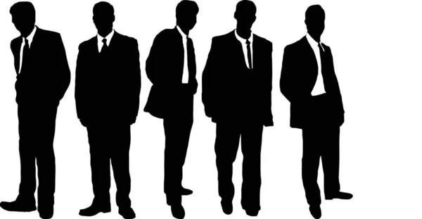 Cinco Homens Negócios Estilo Vestido Causal Silhueta — Vetor de Stock