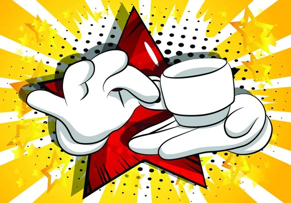 Mani Dei Cartoni Animati Vettoriali Che Tengono Una Tazza Caffè — Vettoriale Stock