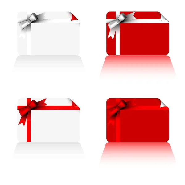 Cartão Visita Com Fita Natal Vermelho Branco Variação — Vetor de Stock