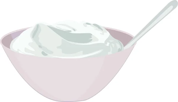 Skål Yoghurt Vektor Illustration Vit Bakgrund Isolerad — Stock vektor