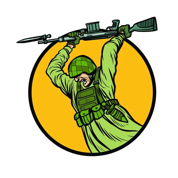 Символический Штыковый Бой Солдаты Войне Ретро Векторная Иллюстрация Поп Арта — стоковый вектор