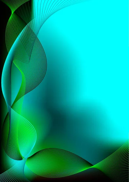 Fond Bleu Vert Abstrait Avec Des Lignes Ondulées Fluides — Image vectorielle