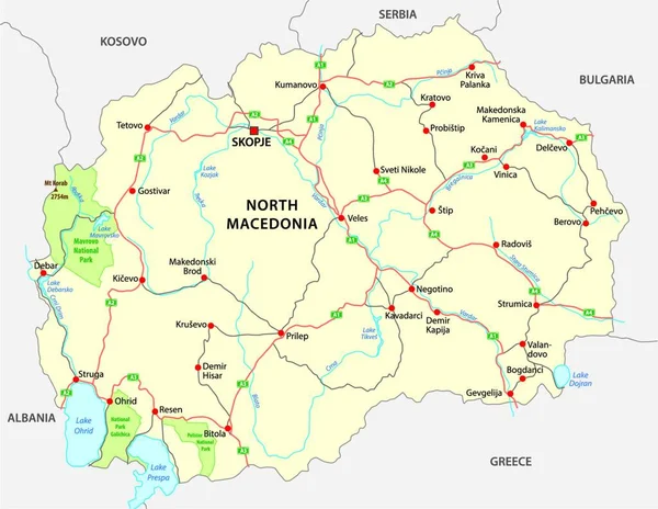 Mapa Wektora Dróg Parku Narodowego Północnej Części Malty — Wektor stockowy