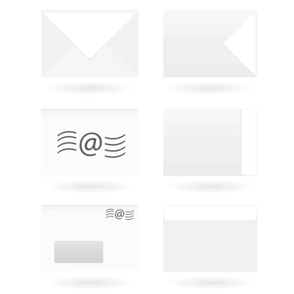 Collection Six Envelope Icons Drop Shadow — Stock Vector