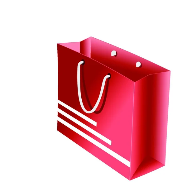 Ilustración Realista Del Paquete Rojo Para Hacer Compras Vector — Vector de stock