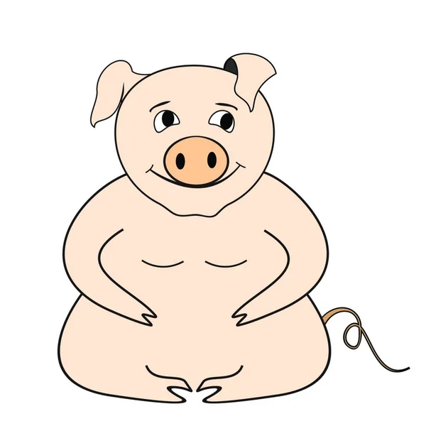 Мультфильм Иллюстрация Большая Свинья Вектор — стоковый вектор