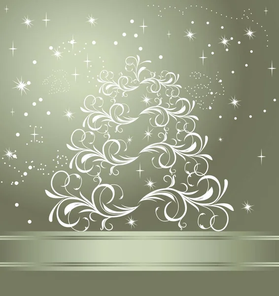Κάρτα Εορτασμού Αφηρημένο Χριστουγεννιάτικο Floral Δέντρο Διάνυσμα — Διανυσματικό Αρχείο