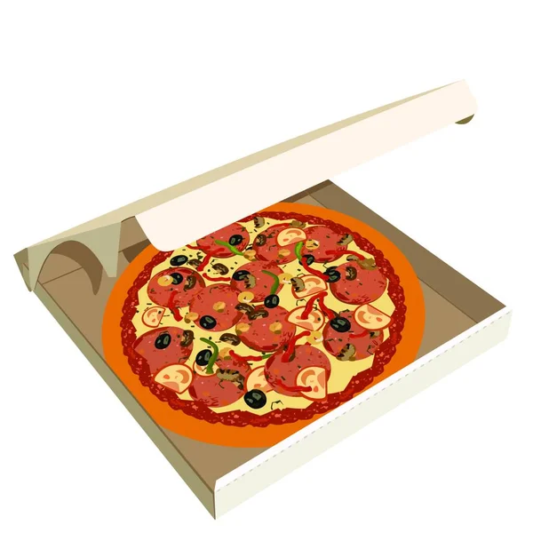 Realistyczna Ilustracja Pizza Pudełku Wektor — Wektor stockowy