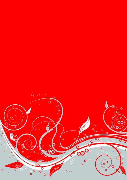Квітковий Абстрактний Фон Червоному Сріблі Білому — стоковий вектор