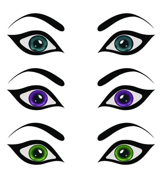 Illustrationsset Weibliche Augen Isoliert Vektor — Stockvektor