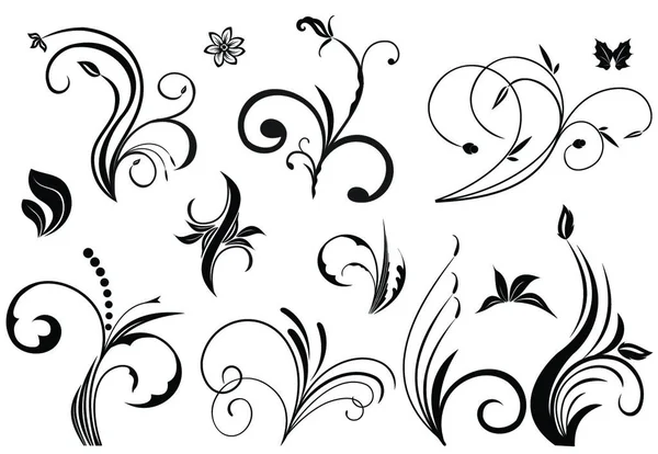 Elementos Vectoriales Florales Varios Estilos Vector — Vector de stock