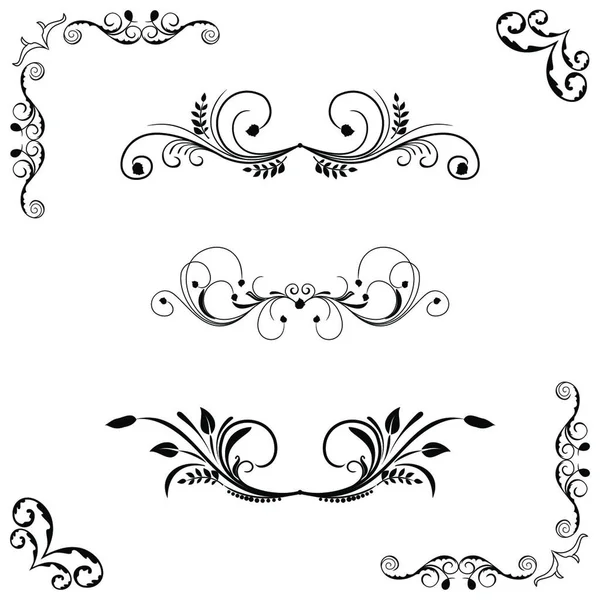 Ensemble Cadres Floraux Bordures Vecteur — Image vectorielle
