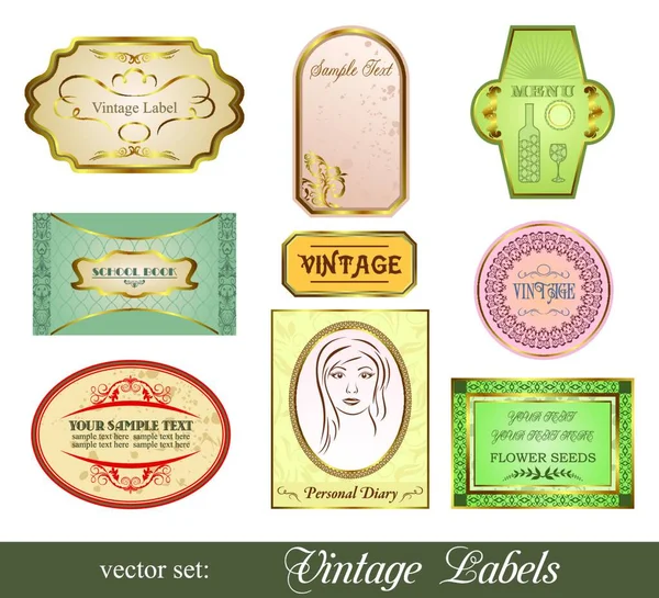 Illustration Set Retro Variation Vintage Labels Vecteur — Image vectorielle