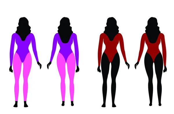 Vectorillustratie Van Silhouetten Van Vrouwen Sportkleding — Stockvector