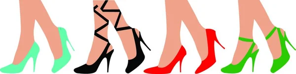 Cuatro Hermosas Piernas Femeninas Zapatos — Archivo Imágenes Vectoriales