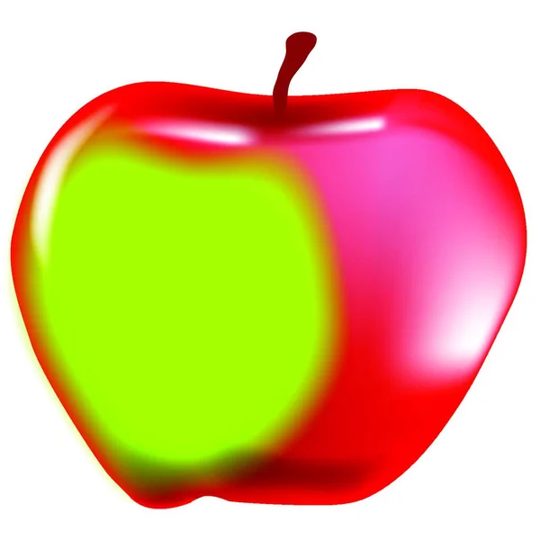Ένα Μεγάλο Κόκκινο Και Πράσινο Ζουμερό Μήλο — Διανυσματικό Αρχείο