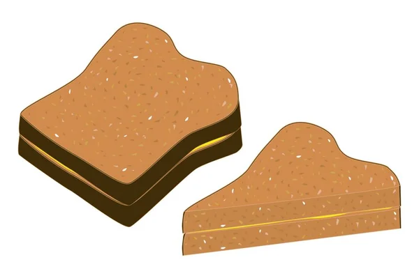 Кілька Скибочок Масляного Цільного Хліба — стоковий вектор