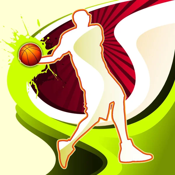 Fondo Abstracto Con Jugador Baloncesto — Vector de stock