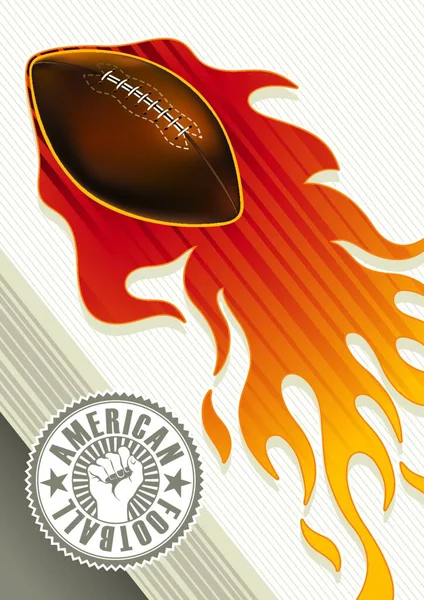 American Football Banner Mit Stilisiertem Feuer — Stockvektor