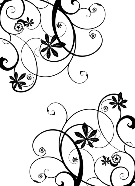 Gótico Grunge Design Floral Preto Branco — Vetor de Stock