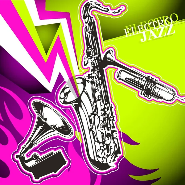 Banderín Artístico Jazz Electrónico Diseñado — Vector de stock