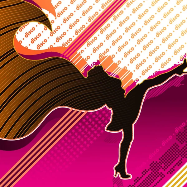 Táncoló Disco Lány Vektor Illusztráció — Stock Vector