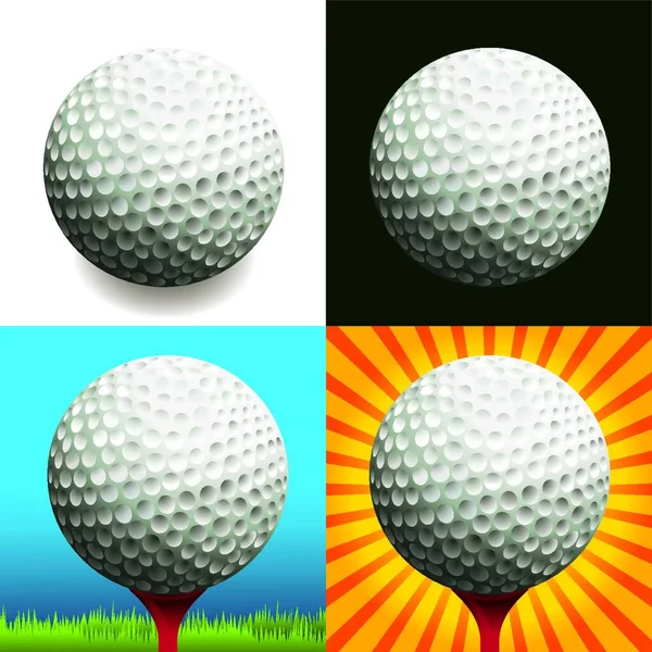 Golfball Und Ein Satz Grün Weiß — Stockvektor