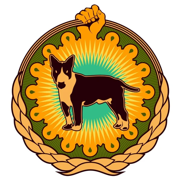 Ilustrado Colorido Gueto Emblema Com Cão —  Vetores de Stock