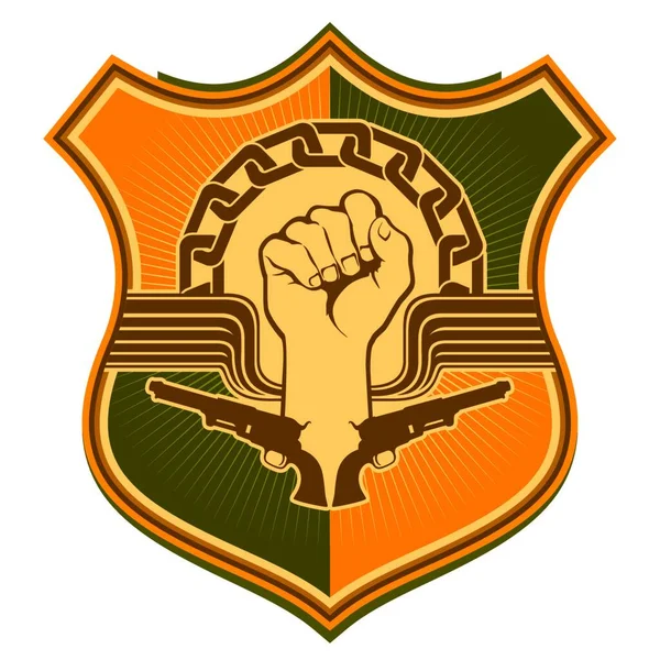 Illustrated Crest Strong Fist — Stock Vector