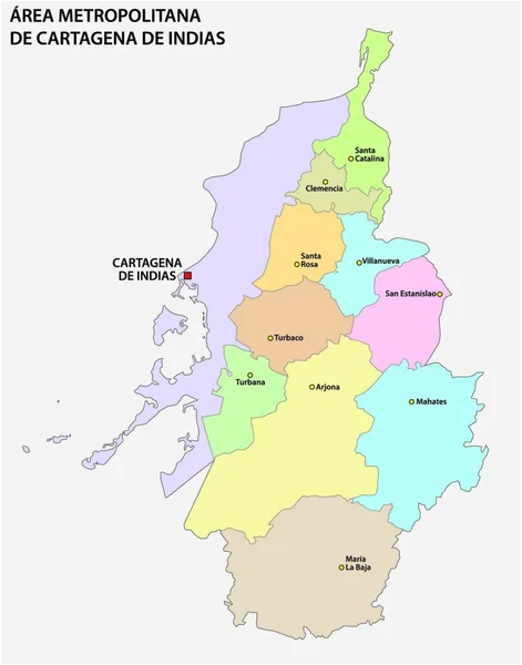 Administrativo Político Rodoviário Vetor Mapa Área Metropolitana Cartagena Índias Colômbia — Vetor de Stock