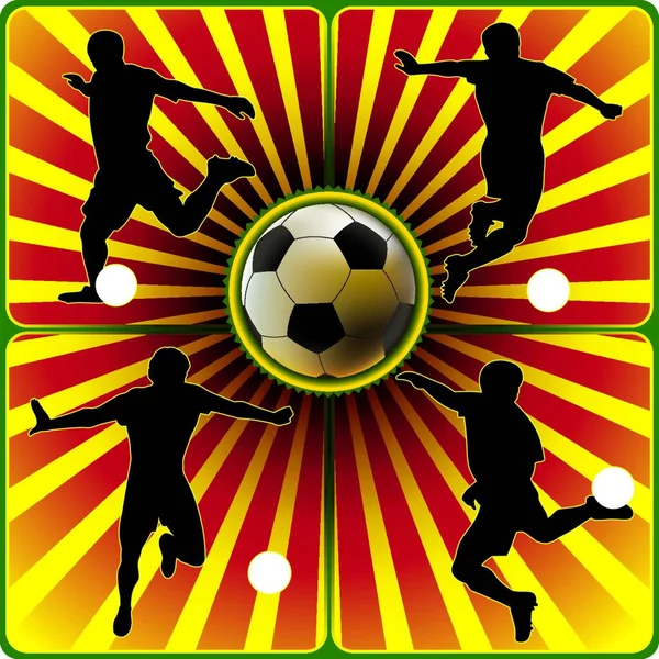 Silhouettes Joueurs Football Sur Fond Abstrait — Image vectorielle