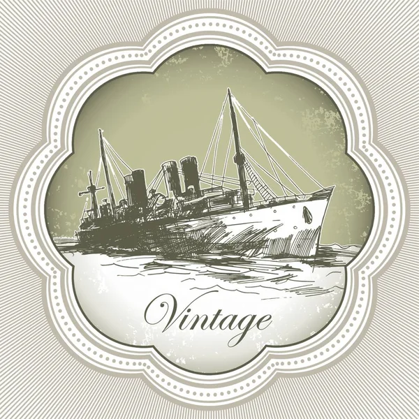 Vintage Banner Met Oud Schip — Stockvector