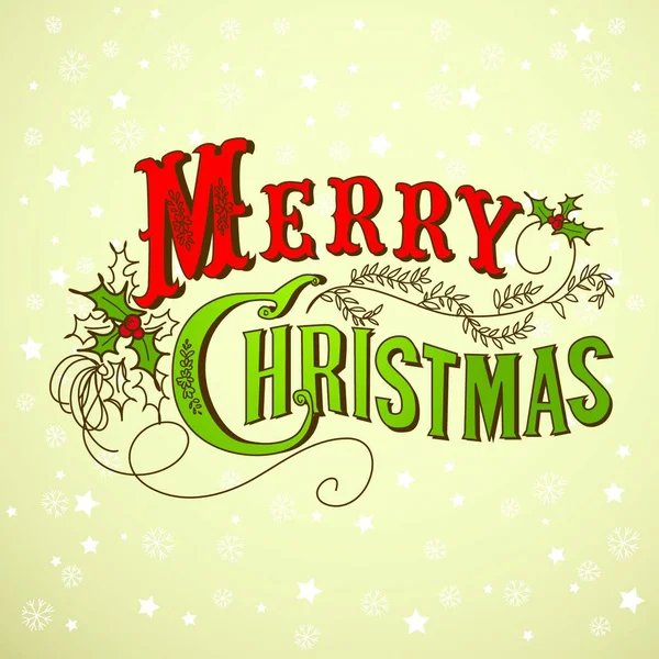 ビンテージ クリスマス カード メリー クリスマス レタリング — ストックベクタ