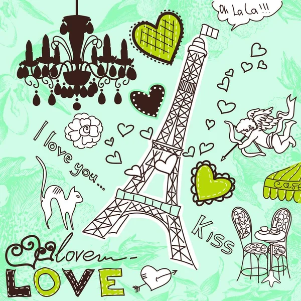 パリのドードルの愛 — ストックベクタ