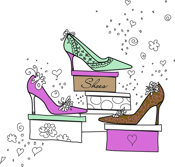 Dziewczyny Kochają Buty Wektor Ilustracji — Wektor stockowy