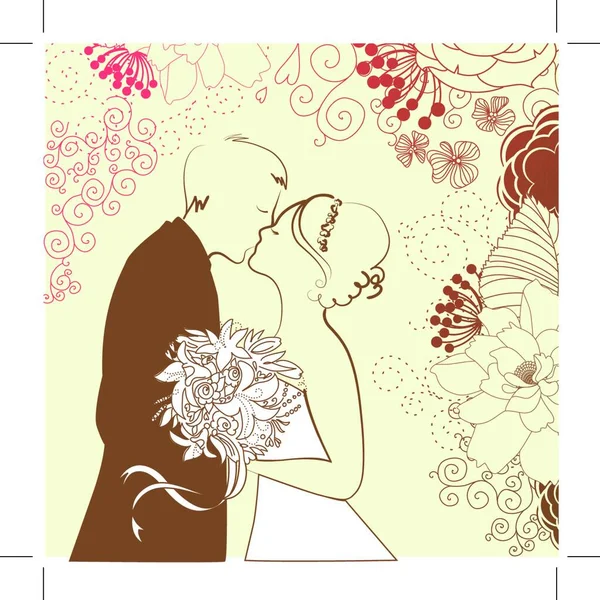 Bride Groom Wedding Background — Stock Vector