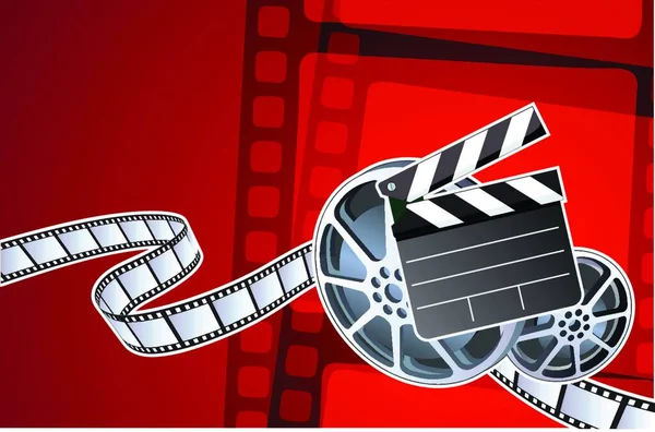 Illustrazione Vettoriale Sfondo Astratto Con Film Clapperboard Bobina — Vettoriale Stock