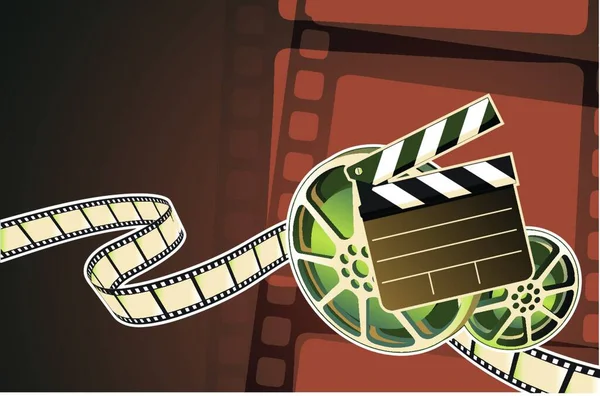 Illustration Vectorielle Fond Abstrait Avec Film Clapperboard Bobine Film — Image vectorielle