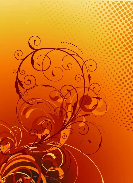 Vektor Illustration Von Orange Floralen Dekorativen Hintergrund — Stockvektor