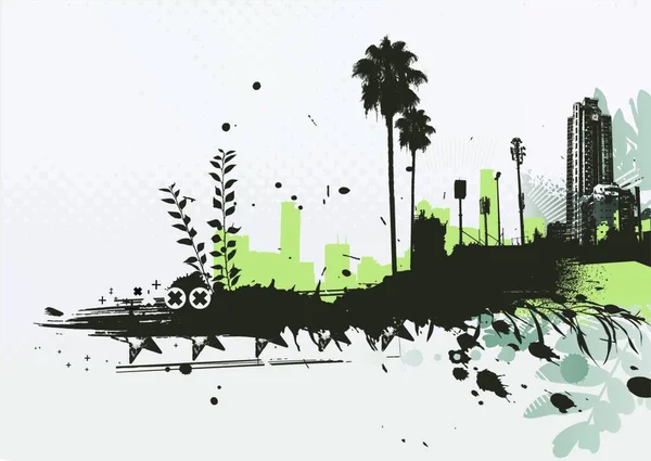Ilustración Vectorial Estilo Tropical Grunge Urban Background — Vector de stock
