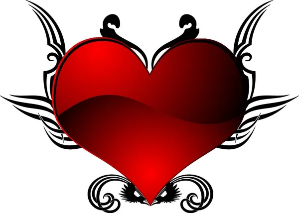 Αφηρημένη Καρδιά Τατουάζ Κόκκινο Και Μαύρο Ιδανικό Για Ημέρα Του — Διανυσματικό Αρχείο