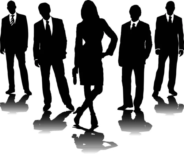 Collection Business People Mono Silhouette Gradient Shadow — Stock Vector